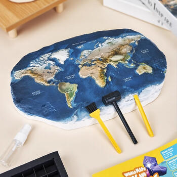 乐立方世界地图考古挖掘岩石矿物宝藏儿童挖宝玩具同款60颗石膏男孩 商品图1