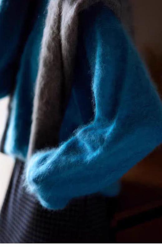 巨显白圆领V领拉绒羊毛羊绒衫岛精无缝毛衣 商品图3