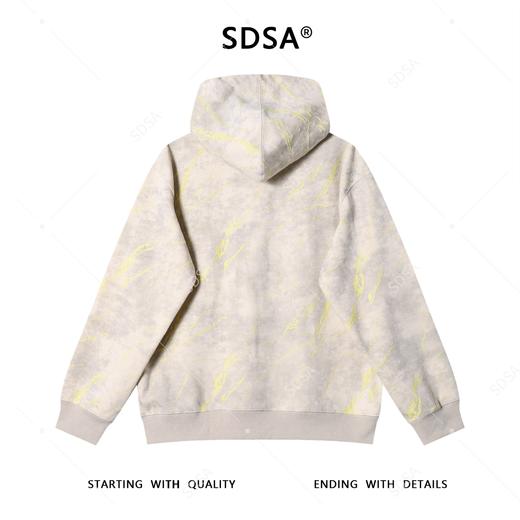 WY1174SDSA男士秋冬新款痞帅男装潮牌扎染割破抽绳连帽卫衣百搭时尚上衣 商品图5