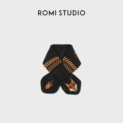 ROMI STUDIO“温暖优雅”美利奴羊毛针织复古像素风围巾 RWCWPU6732 商品图0