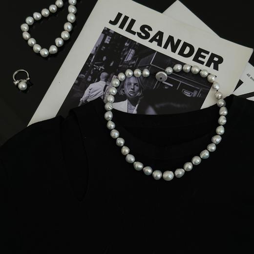 QOQI 淡水巴洛克9-10mm ji光皱皮 纽扣珠约14mm 总长约46cm 商品图7