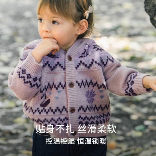 【宝宝服饰】嫚熙童装儿童毛衣2025新款秋季开衫羊毛费尔岛毛衣连帽针织外套 商品图2
