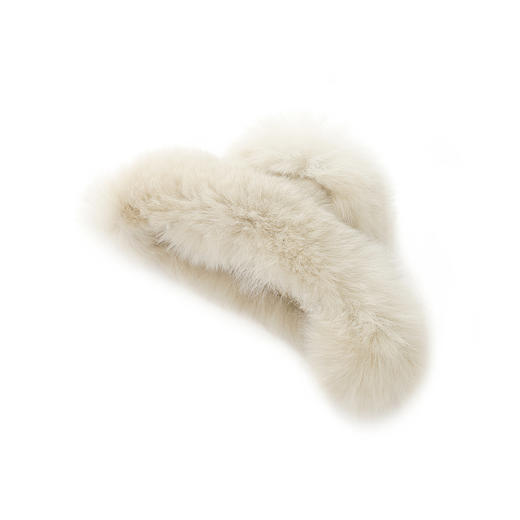 三彩2025新款温柔系兔毛绒带抓发夹通勤约会头饰甜美浅卡其浪漫女 商品图3