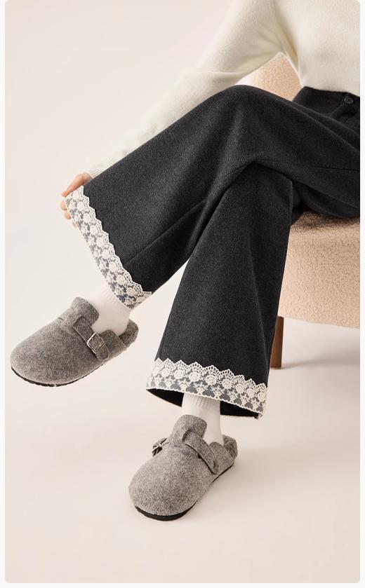 香y同款宽松高腰灰色毛呢直筒阔腿裤 商品图4