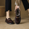 【预售5天】真皮圆头山茶花，羊羔毛乐福鞋复古厚底加绒单鞋SSS&9064M 商品缩略图1