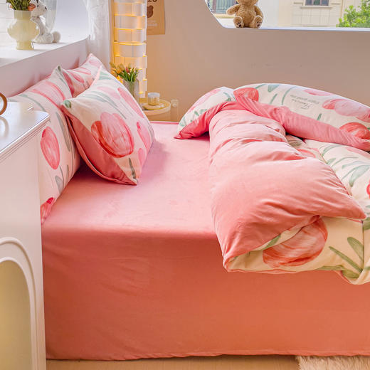 冬天小暖阳 小清新牛奶绒四件套 牛奶丝滑触感 细节设计 含防静电导丝 可机洗 商品图8