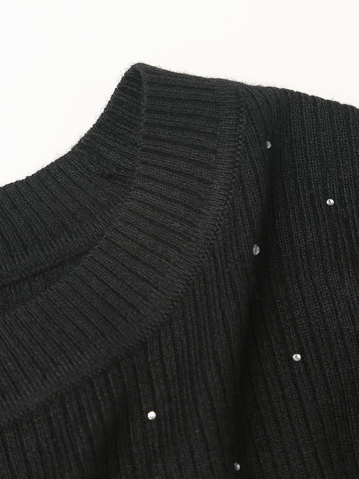 黑色圆领满天星烫钻针织衫 秋冬温柔风显瘦长袖内搭外穿毛衣上衣 商品图2