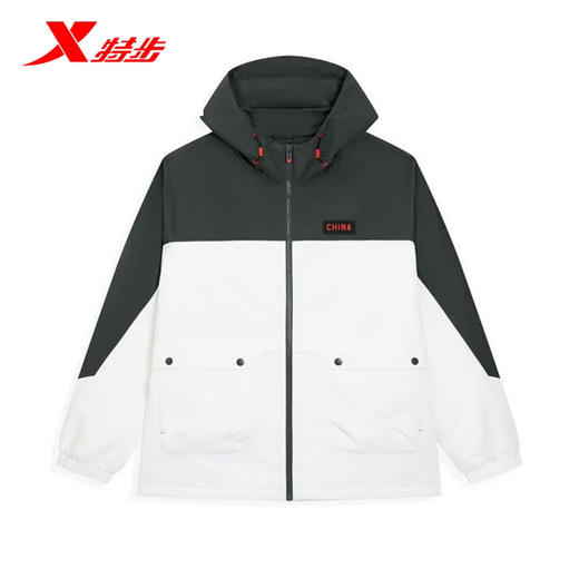 特步保暖风衣男2025年冬季新款男装运动上衣防风外套975429160452 商品图0