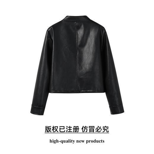 奢姿大码女装2025秋季时尚翻领皮衣胖妹妹个性简约百搭短款外套9953370352 商品图1