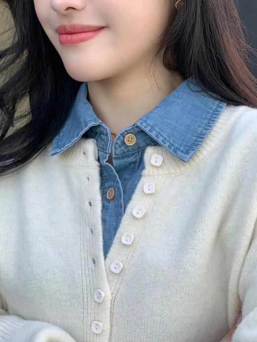 【百图lulu定制】【四色软糯针织衫】仿马海毛 单排扣 圆领 软糯 长袖 针织衫 商品图1