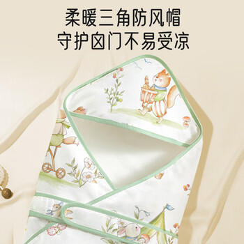 爱宝适婴儿抱被春秋款纯棉新生儿襁褓巾宝宝防惊跳产房包单兔趣萌宝S738 商品图1