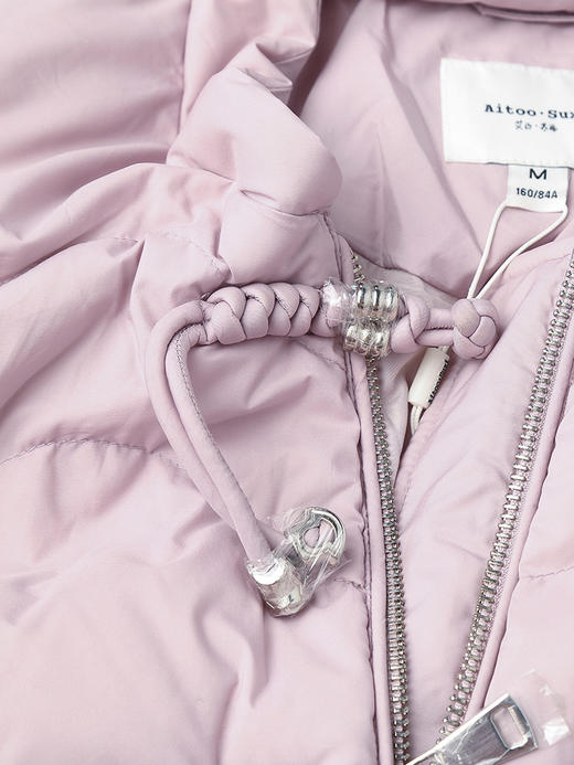 粉色盘扣波浪纹短款羽绒服 秋冬复古风立领拉链保暖面包服外套 商品图2