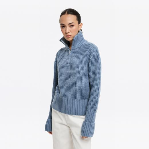 oneup羊毛粗针半拉链套头毛衣（男女同款） 商品图8