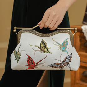 【蝶无歇】旗袍汉花手提贝壳包QB-蝶无歇