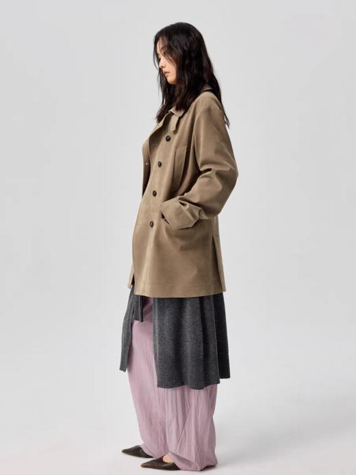 Simple Project/Y25146/麂皮感双排扣中长夹克 商品图3