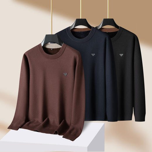 【加绒】【DPS】大依优型大码男装圆领针织打底衫绵羊毛加绒卫衣休闲百搭加肥加大码 商品图1