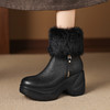 【预售5天】坡跟厚底马丁靴羊皮兔毛，侧拉链厚底加绒防水台短靴MWS1&N9851 商品缩略图4