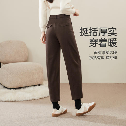 【醋酸羊毛呢-镰刀裤】逸阳秋冬新款羊毛呢九分哈伦宽松显瘦保暖休闲裤子0736 商品图5