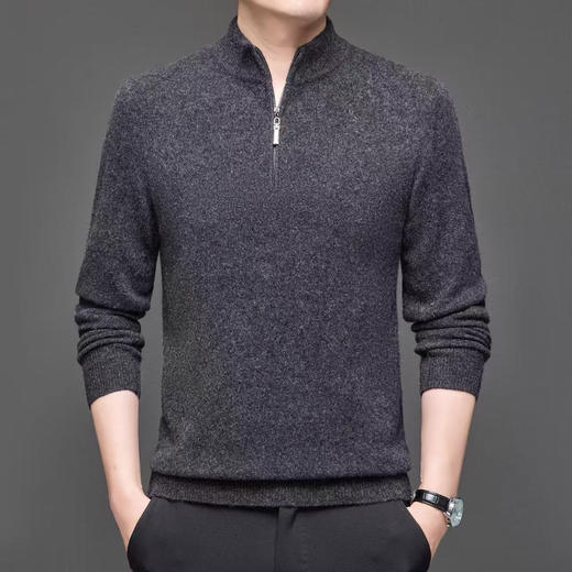 BWA10525 男士半拉链纯羊绒羊毛衫 商品图5