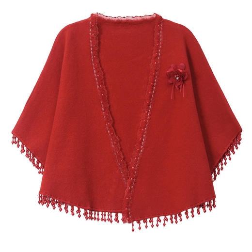 FCY SJ25978纯色开叉双面披肩时尚慵懒斗篷 商品图4