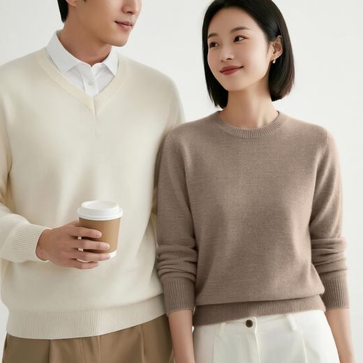 男女款纯羊毛衫，连续推荐4年，多种款式：圆领、V领、半高领、开衫可选，多色可选，S-3XL（90-185斤可穿） 商品图0