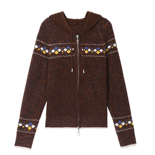 FCY YD8797连帽领长袖针织衫宽松休闲上衣外套 商品图4