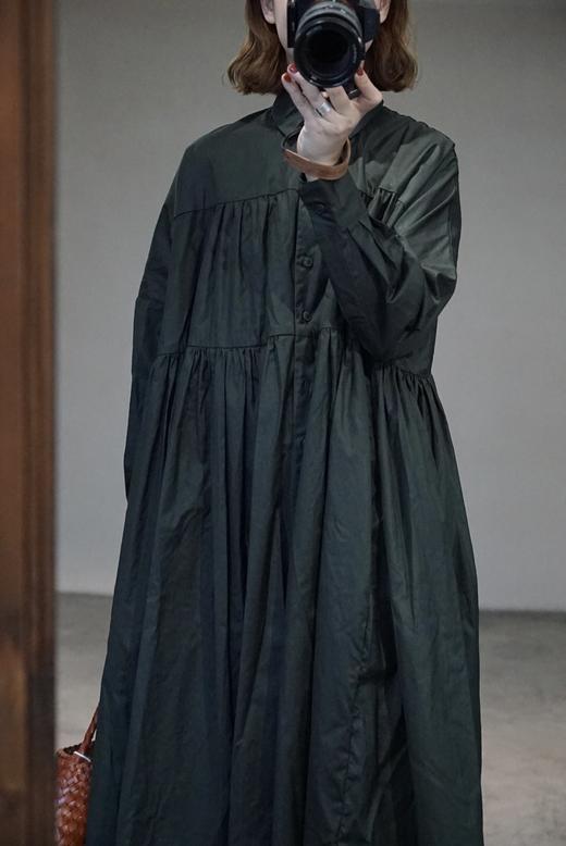 Casey Casey墨绿色衬衫长袖连衣裙 商品图0