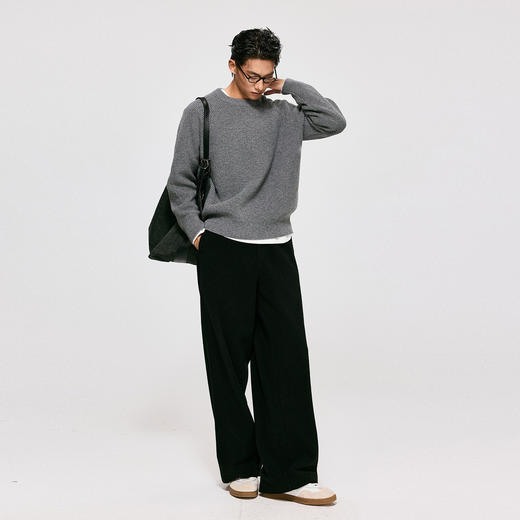 棉仓3671026009-【格雷象限】羊毛羊绒针织衫宽松插肩袖套头毛衣粗针 商品图2