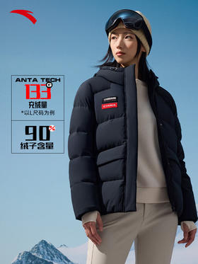 安踏冰甲羽绒丨短款防泼水羽绒服女士冬季棉服夹克162447904 基础黑-4