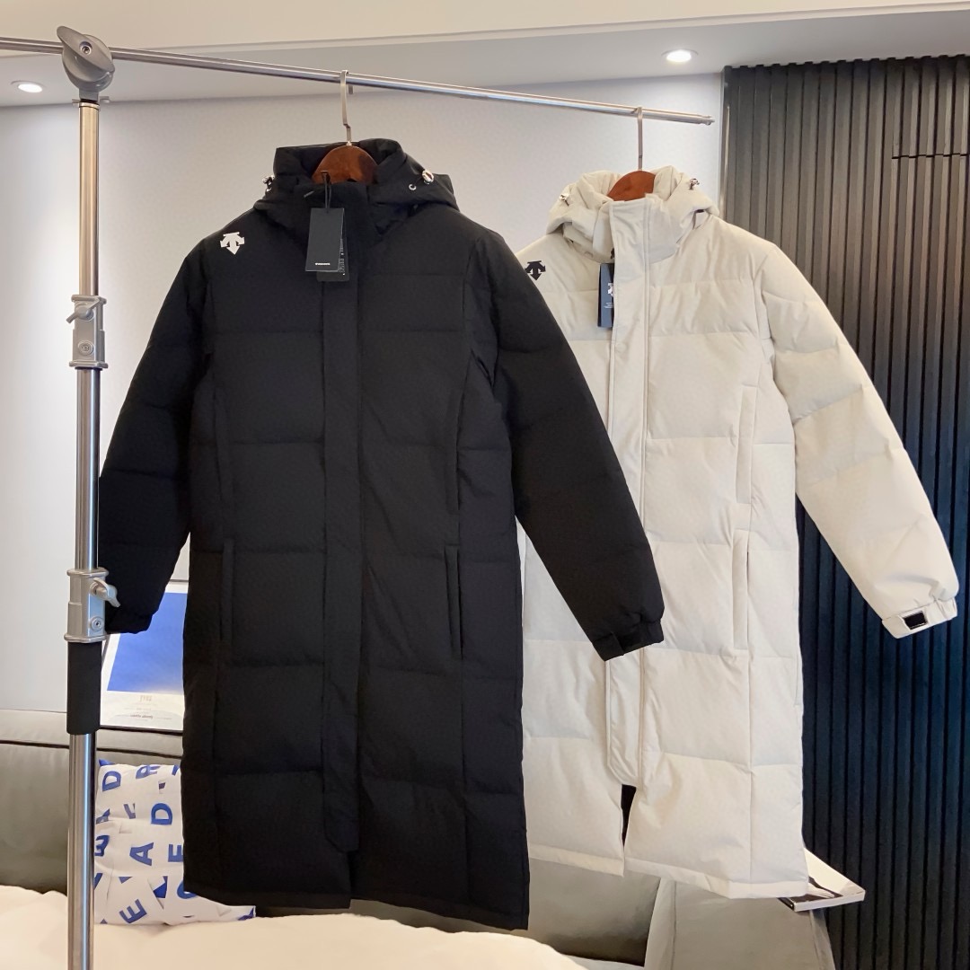 笛桑特情侣连帽长款羽绒服 填充白鸭绒