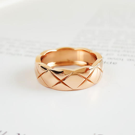 【95新】CHANEL香奈儿COCO CRUSH 18K玫瑰金COCO CRUSH宽版菱格戒指54号中性款111025TB36 商品图1