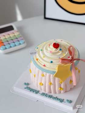 粉蓝ins风蝴蝶结丝带可爱卡通蛋糕-低糖处理无添加