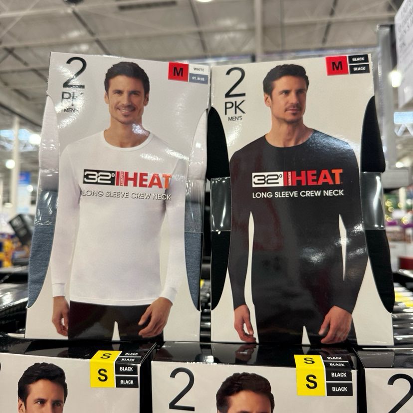 白菜上架！美国32度°HEAT男士 超薄发热保暖内衣套装