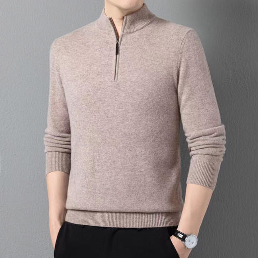 BWA10525 男士半拉链纯羊绒羊毛衫 商品图1