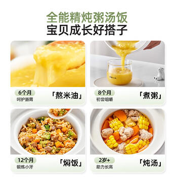 小熊（Bear）婴儿辅食锅 电炖锅陶瓷 炖煮米油分月龄直炖微压辅食料理机炖盅1L 商品图6