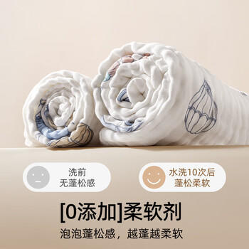 嫚熙（EMXEE）婴儿浴巾 新生儿纱布超柔棉四季洗澡儿童专用 天空之旅105*105cm 商品图0