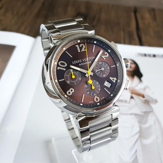 【95新】LOUIS VUITTON 路易威登Q11215自动机械机芯日期显示、计时TAMBOUR系列41.5MM（男款）精钢131025NJS08 商品图3