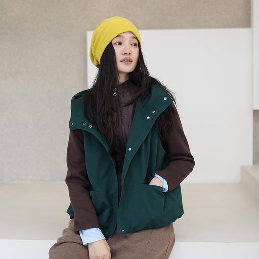 绽放699朵/细腻斜纹连帽可调节抽绳文艺百搭羽绒马甲秋冬保暖外搭 商品图1