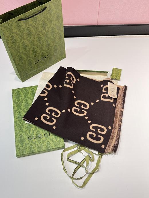 GUCCI  古驰双G提花羊毛双面围巾 商品图13
