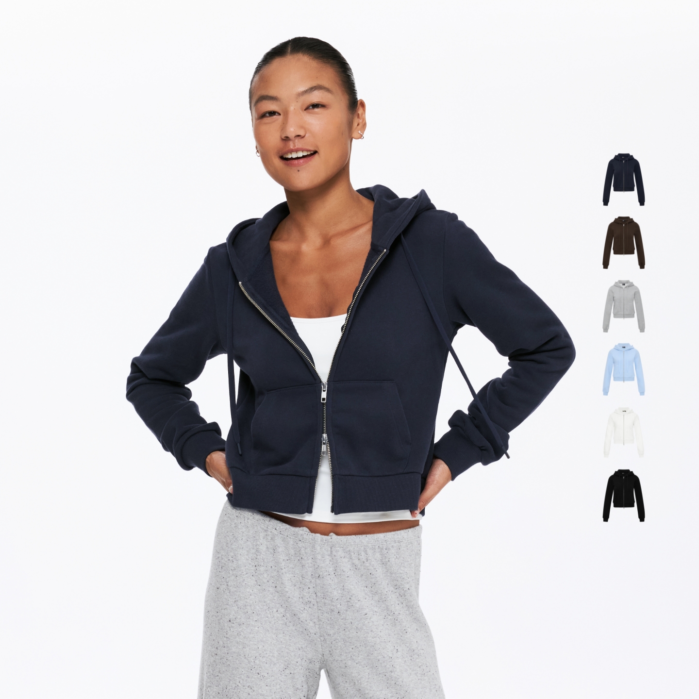 oneup短款拉链卫衣