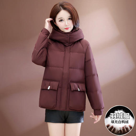 QYM 25XYY02-Y羽绒服连帽防风大码宽松加厚保暖外套 商品图0