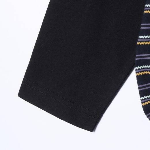 T4929SDSA秋冬新款痞帅男装韩系撞色条纹圆领假两件长袖T恤休闲上衣 商品图4