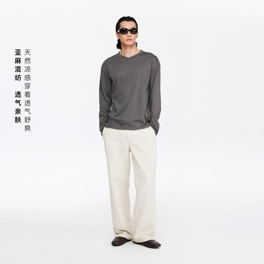 oneup亚麻合身直筒休闲裤（男女同款） 商品图2