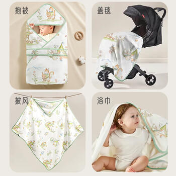 爱宝适婴儿抱被春秋款纯棉新生儿襁褓巾宝宝防惊跳产房包单兔趣萌宝S738 商品图3