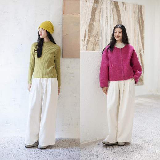 特绽放707朵/热牛奶与红丝绒·棉麻加厚宽松显瘦阔长腿裤女休闲裤 商品图3