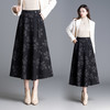 QYM M260-Y印花毛呢大摆裙半身裙厚款A字裙 商品缩略图3
