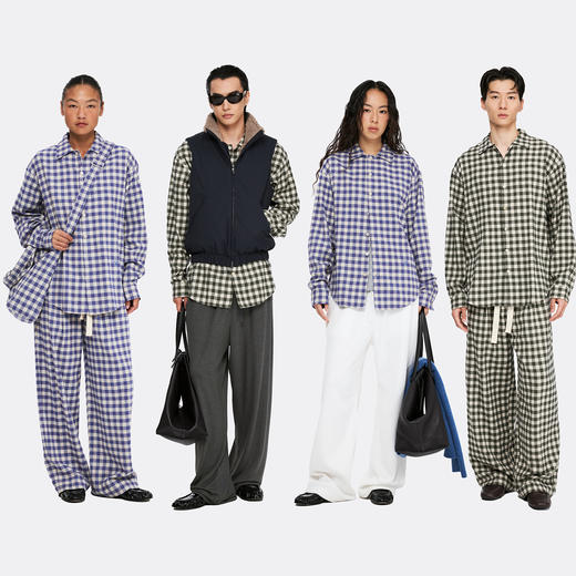 oneup法兰绒格子长袖衬衫外套（男女同款） 商品图4