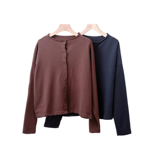 卷边毛圈棉文艺开衫 商品图2