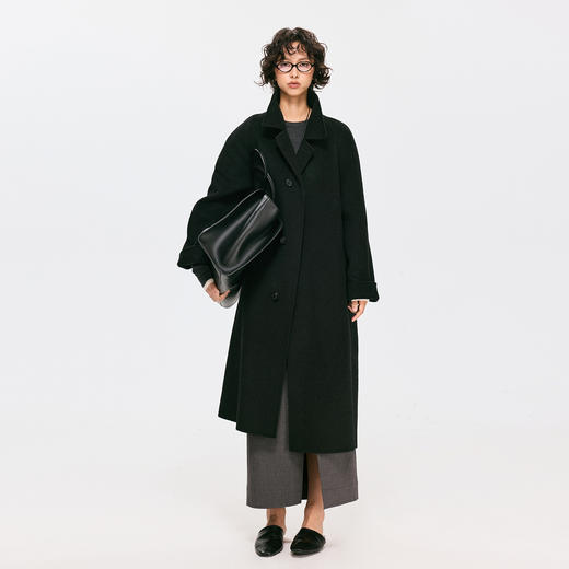 棉仓3671023002-【总裁大衣】双面呢羊毛羊绒大衣中长款宽松毛呢外套 商品图2