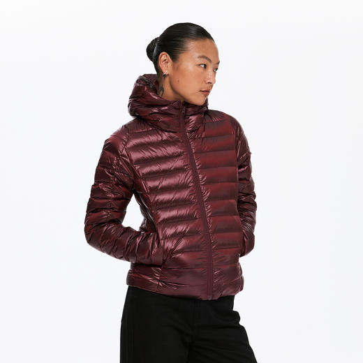 oneup亮面修身排骨连帽羽绒 商品图1